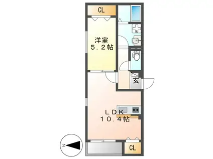 OLIVIA(1LDK/2階)の間取り写真