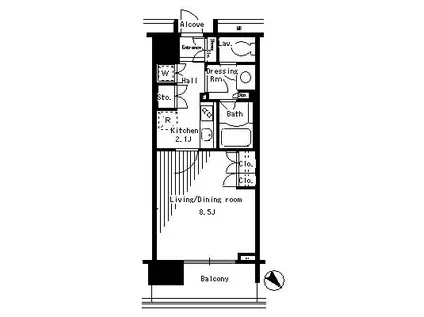 パークアクシス日本橋ステージ(1K/2階)の間取り写真