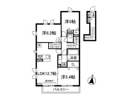 ヴェルジェI(3LDK/2階)の間取り写真