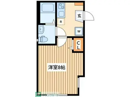 ベルヴィ鶴間(1K/3階)の間取り写真