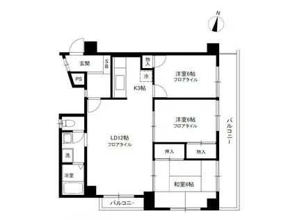 クレセント馬込(3LDK/3階)の間取り写真