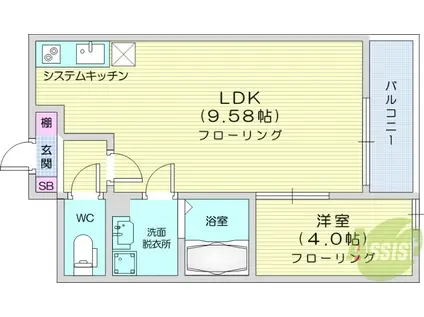 ラフィーノ八乙女(1LDK/1階)の間取り写真