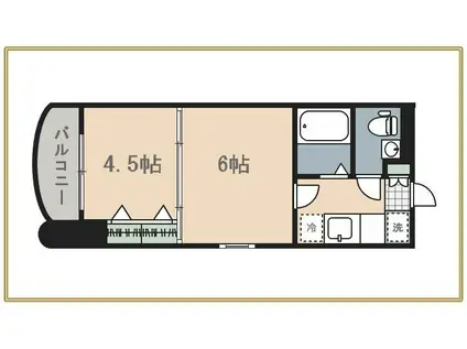 ロイヤルキャッスル(2K/6階)の間取り写真