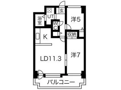 ブリーズ宮の沢(2LDK/4階)の間取り写真