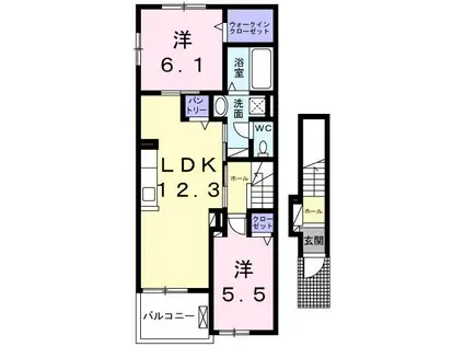 クロシェット(2LDK/2階)の間取り写真
