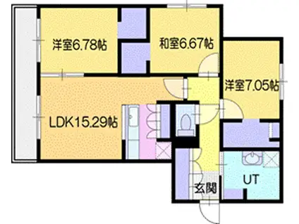 ピオネロ恵庭II(3LDK/2階)の間取り写真