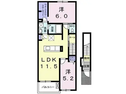 プリマヴェーラ伍番館(2LDK/2階)の間取り写真