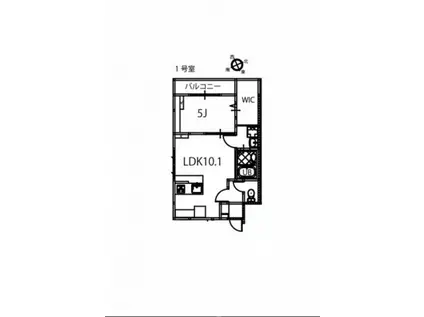 リノリノアパートメント舟入南(1LDK/2階)の間取り写真