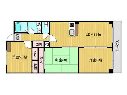 ヴェルドミール カミロク(3LDK/4階)の間取り写真