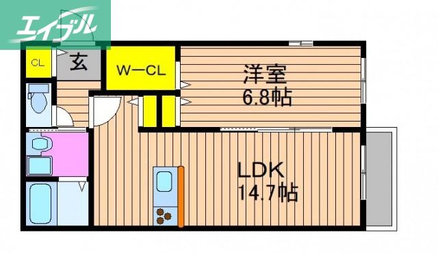 ソラーナ(1LDK/2階)の間取り写真
