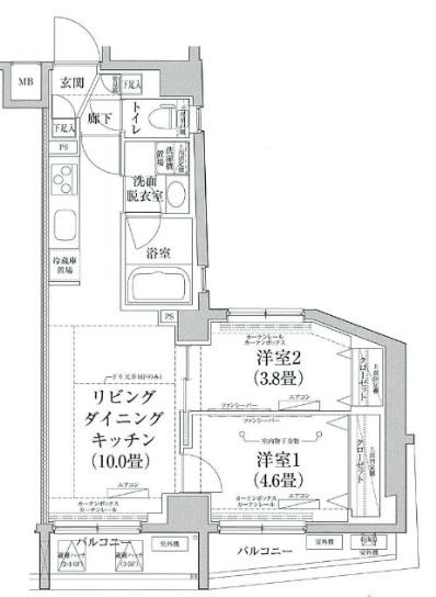 ティモーネ プレミアム東十条(2LDK/2階)の間取り写真