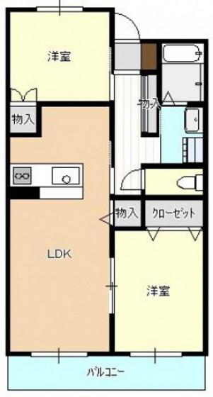 第1西本ビル(2LDK/1階)の間取り写真