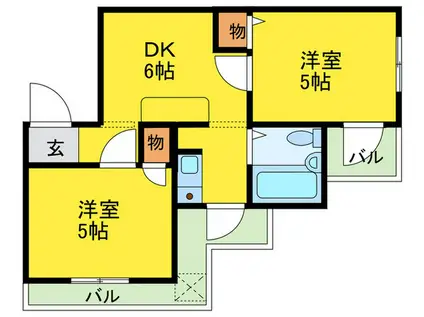 アメニティ大東1号館(2DK/1階)の間取り写真