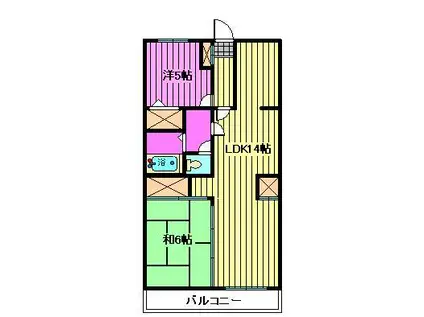 ガーデンピュア(2LDK/2階)の間取り写真