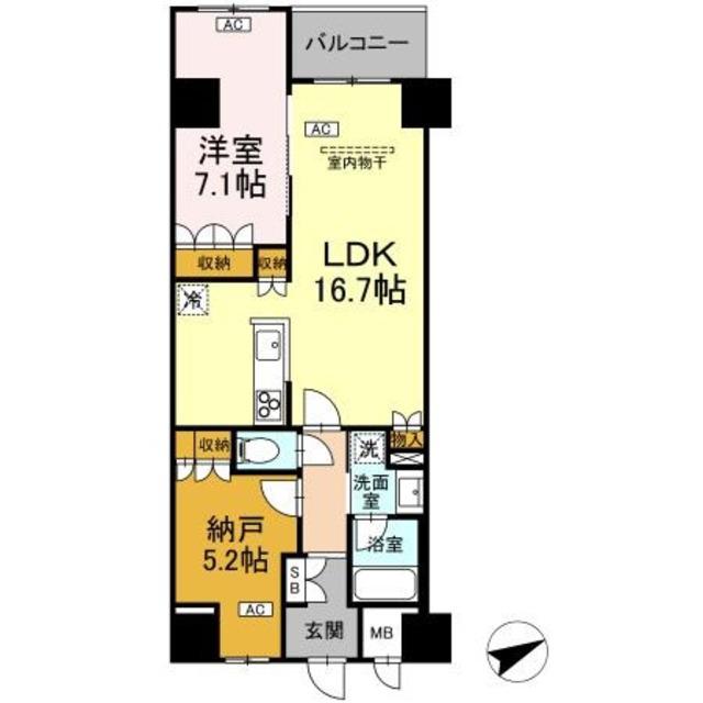 サンジョイアゼロ(1SLDK/7階)の間取り写真
