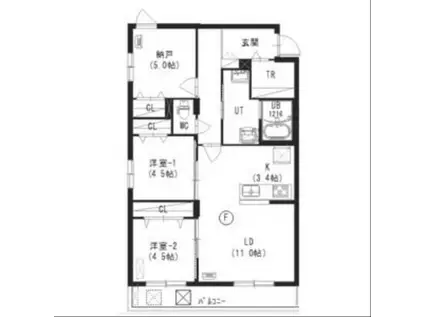 クレスト豊平公園(2SLDK/2階)の間取り写真