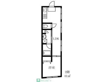 第二川名ビル(1LDK/2階)の間取り写真