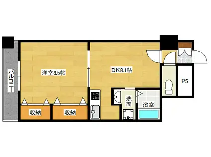 並木ウイング(1DK/8階)の間取り写真