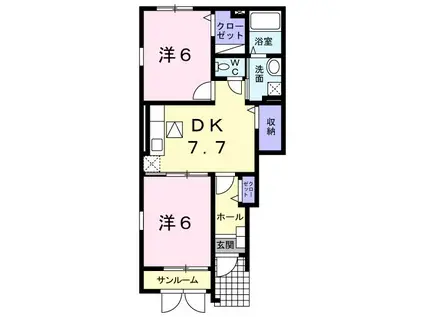 ラフレシール尾山III(2DK/1階)の間取り写真