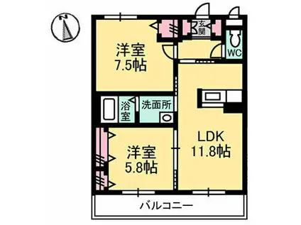 ＪＲ牟岐線 阿波富田駅 徒歩26分 3階建 築14年(2LDK/2階)の間取り写真