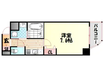 ジュネーゼみなと弁天町(1K/5階)の間取り写真