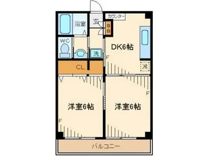 仁幸マンション(2DK/4階)の間取り写真