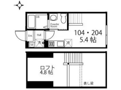 ハーミットクラブハウス東急菊名(ワンルーム/2階)の間取り写真