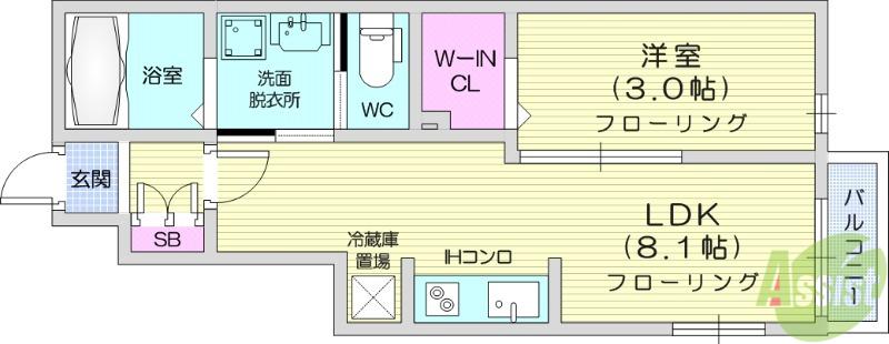 MEI八乙女(1LDK/1階)の間取り写真