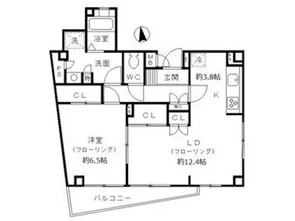 カサス広尾ビル(1LDK/9階)の間取り写真