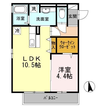 フォールズマリュード(1LDK/2階)の間取り写真