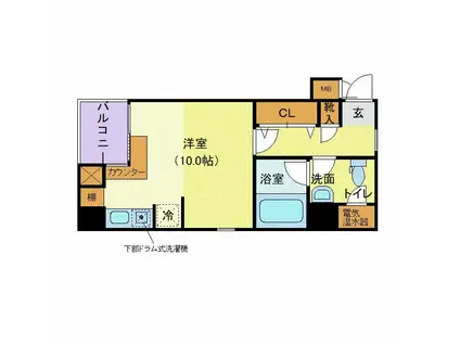 メゾンドヴィレ東神田(ワンルーム/4階)の間取り写真