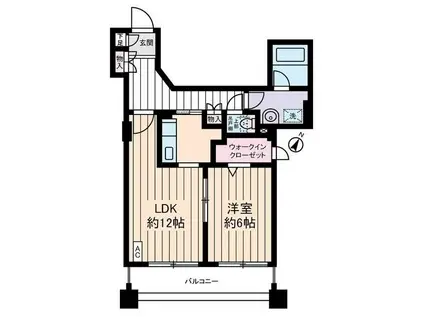 サングランパ(1LDK/6階)の間取り写真