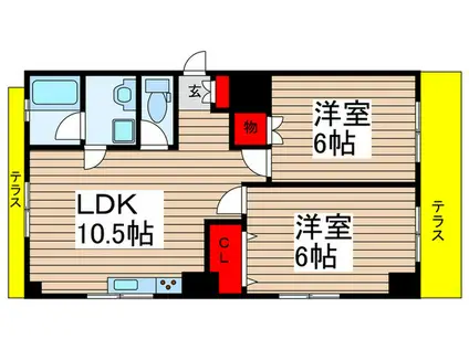 ガーデンヒルズ小出(2LDK/1階)の間取り写真