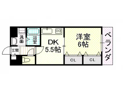 ファミーユT&M(1DK/2階)の間取り写真