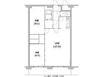 カノントヨヒラ(2LDK/9階)の間取り写真