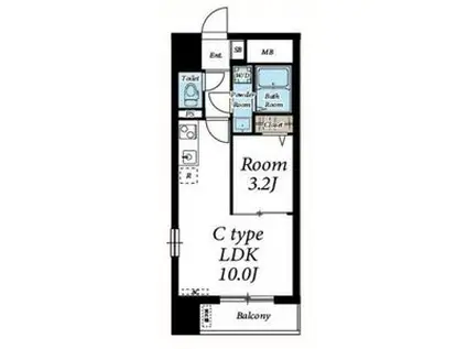 サンライズ本町(1LDK/6階)の間取り写真