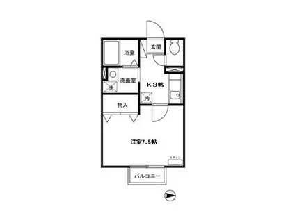 ブルーム勝平台(1K/2階)の間取り写真
