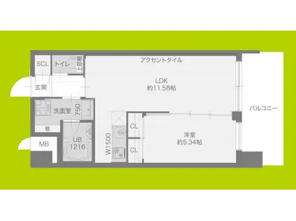 プレジオ城東(1LDK/9階)の間取り写真