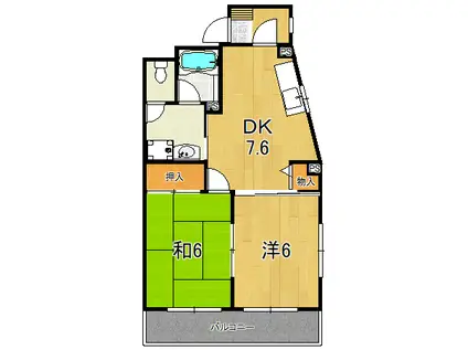 第3鴨下マンション(2DK/3階)の間取り写真
