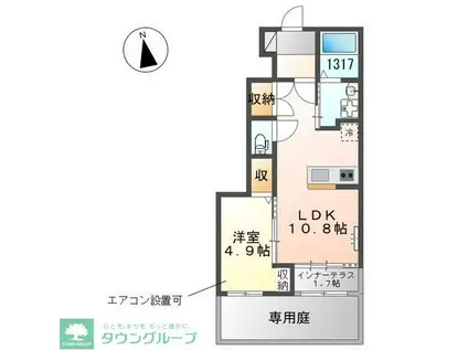 AZALIA(1LDK/1階)の間取り写真