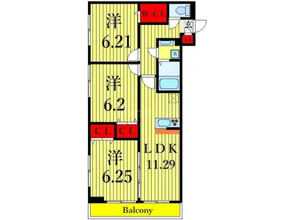エスポワール(3LDK/3階)の間取り写真