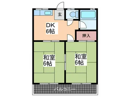 吉山アパート(2DK/2階)の間取り写真