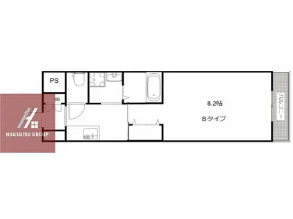 ローズコーポ本町(1K/12階)の間取り写真