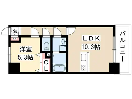 ブランブリエ東山ドゥーエ(1LDK/3階)の間取り写真