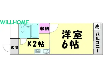 グランセオ黒田II(1K/3階)の間取り写真