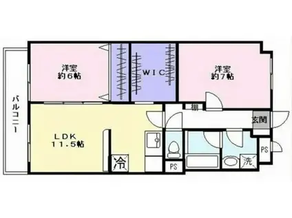 プラージュカンサイ(2SLDK/4階)の間取り写真