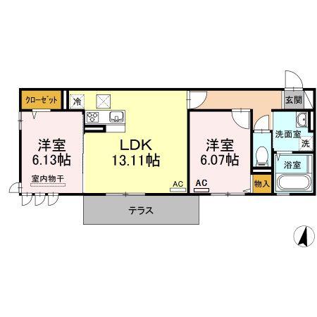 ヴィヴァレス(2LDK/1階)の間取り写真