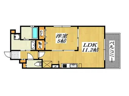 ボーベダー布施(1LDK/6階)の間取り写真