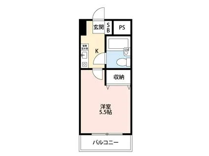 リエス西船橋(1K/2階)の間取り写真