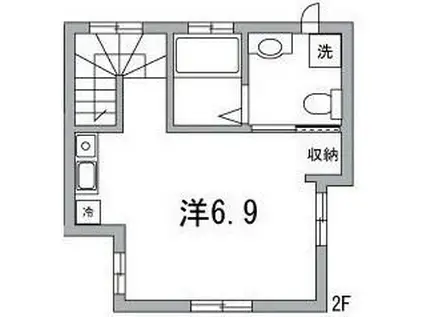 若宮ハウス(ワンルーム/2階)の間取り写真